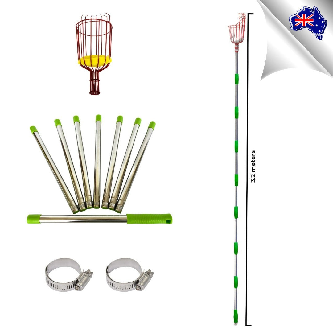 Fruit Picker Basket with Stainless Steel Stick