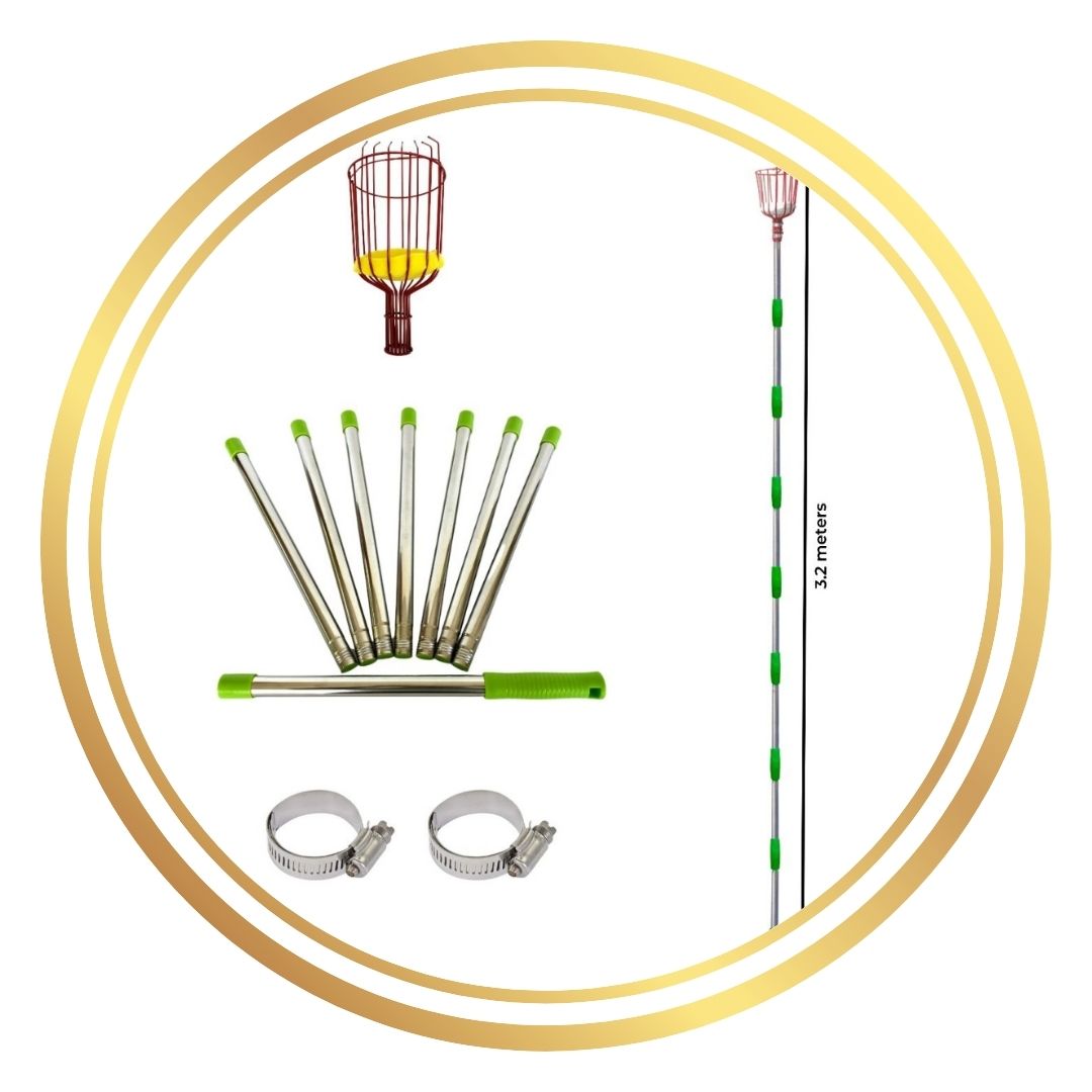 Fruit Picker Basket with Stainless Steel Stick